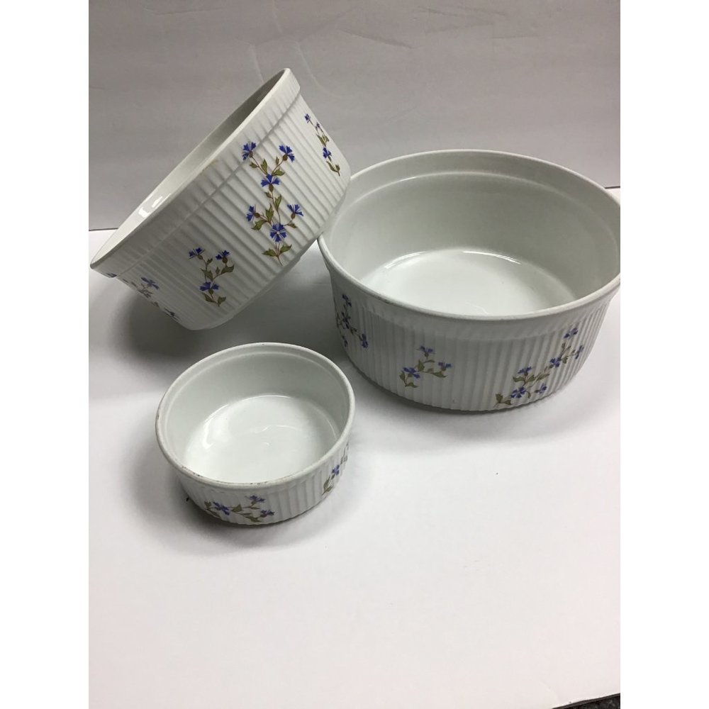 Bia Cordon Bleu France Small Flowers Fluted Souffle/Ramekin Set of (3)